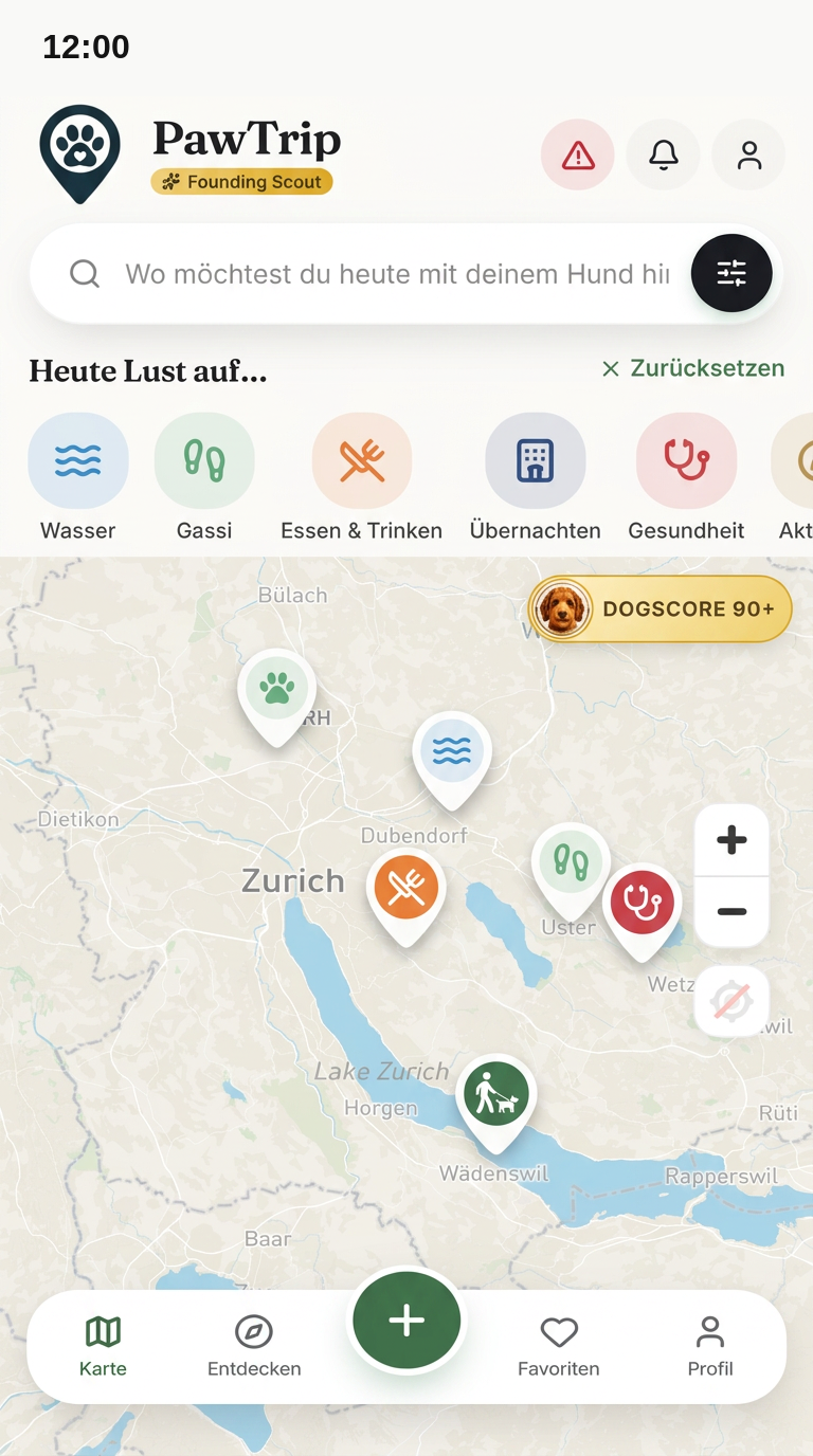DogScore in der PawTrip-Kartenansicht